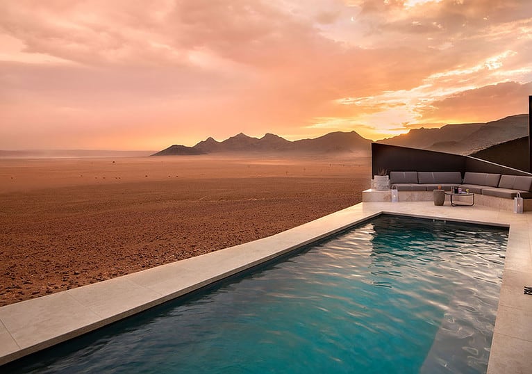NSPI award-winning pool by Pools For Africa in Cape Town, Western Cape — Oasis of Serenity: The Sapphire Pools at And Beyond, Namibia