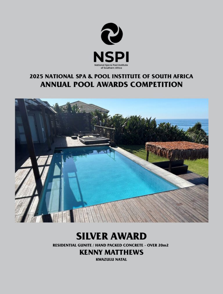 NSPI award-winning pool by Kenny Matthews Pools cc in KwaDukuza Local Municipality, KwaZulu-Natal — Residential Gunite / Hand Packed Concrete (over 20m²) — photograph 2 of 2