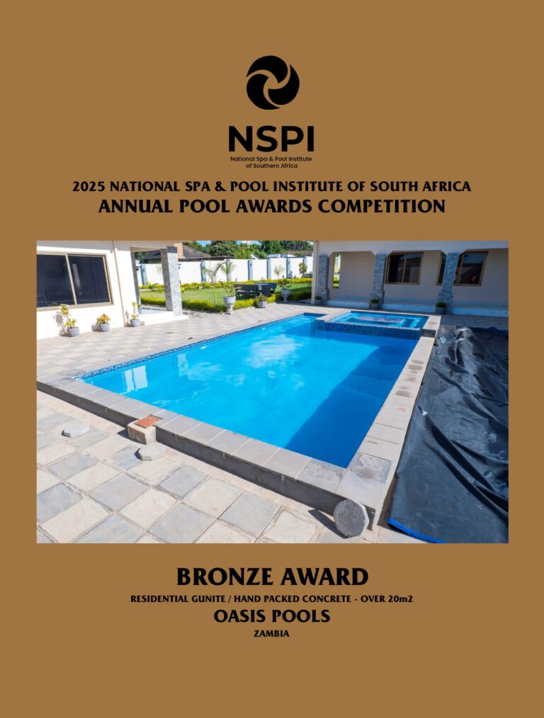 NSPI award-winning pool by Oasis Pools Zambia in Lusaka, Zambia — Residential Gunite / Hand Packed Concrete (over 20m²) — photograph 2 of 2