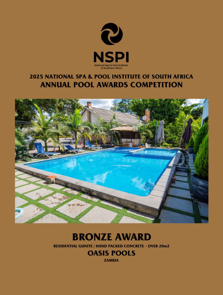 NSPI award-winning pool by Oasis Pools Zambia in Lusaka, Zambia — Residential Gunite / Hand Packed Concrete (over 20m²) — photograph 2 of 2