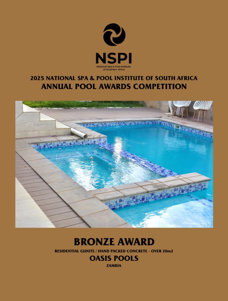 NSPI award-winning pool by Oasis Pools Zambia in Lusaka, Zambia — Residential Gunite / Hand Packed Concrete (over 20m²) — photograph 2 of 2