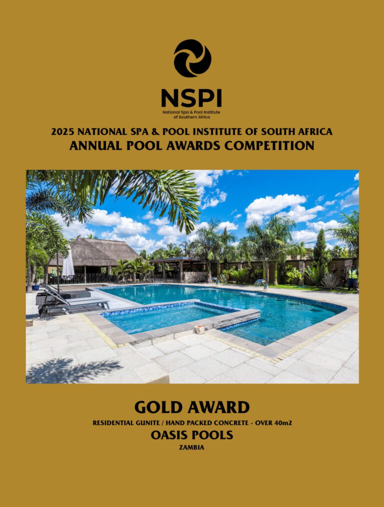 NSPI award-winning pool by Oasis Pools Zambia in Lusaka, Zambia — Residential Gunite / Hand Packed Concrete (over 40m²) — photograph 2 of 2