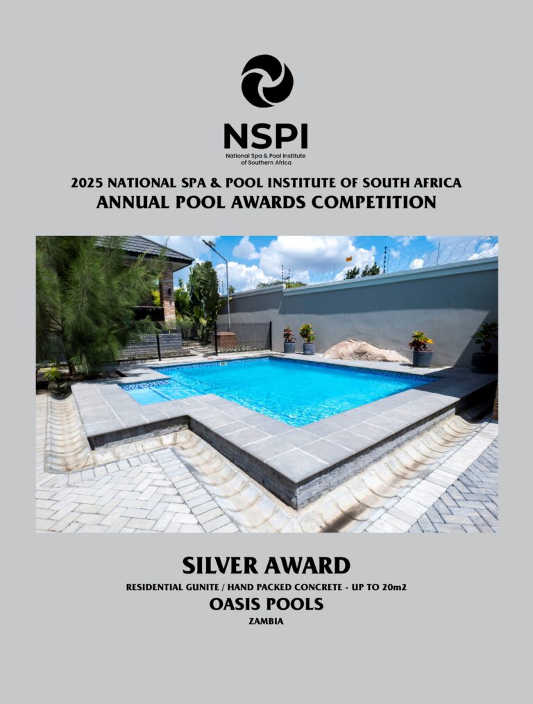 NSPI award-winning pool by Oasis Pools Zambia in Lusaka, Zambia — Residential Gunite / Hand Packed Concrete (up to 20m²) — photograph 2 of 2